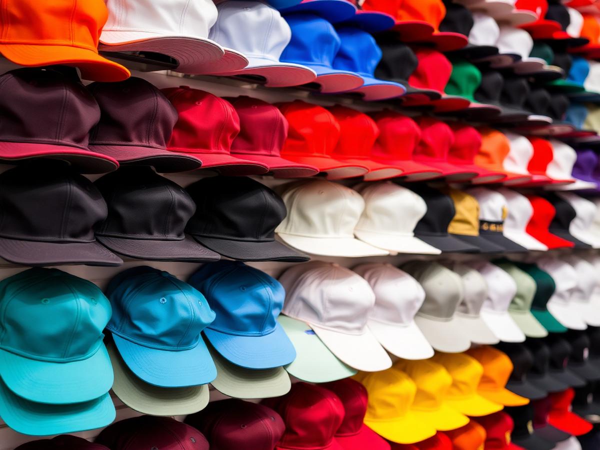 Wall of fitted baseball caps at Pro Stop Sportswear